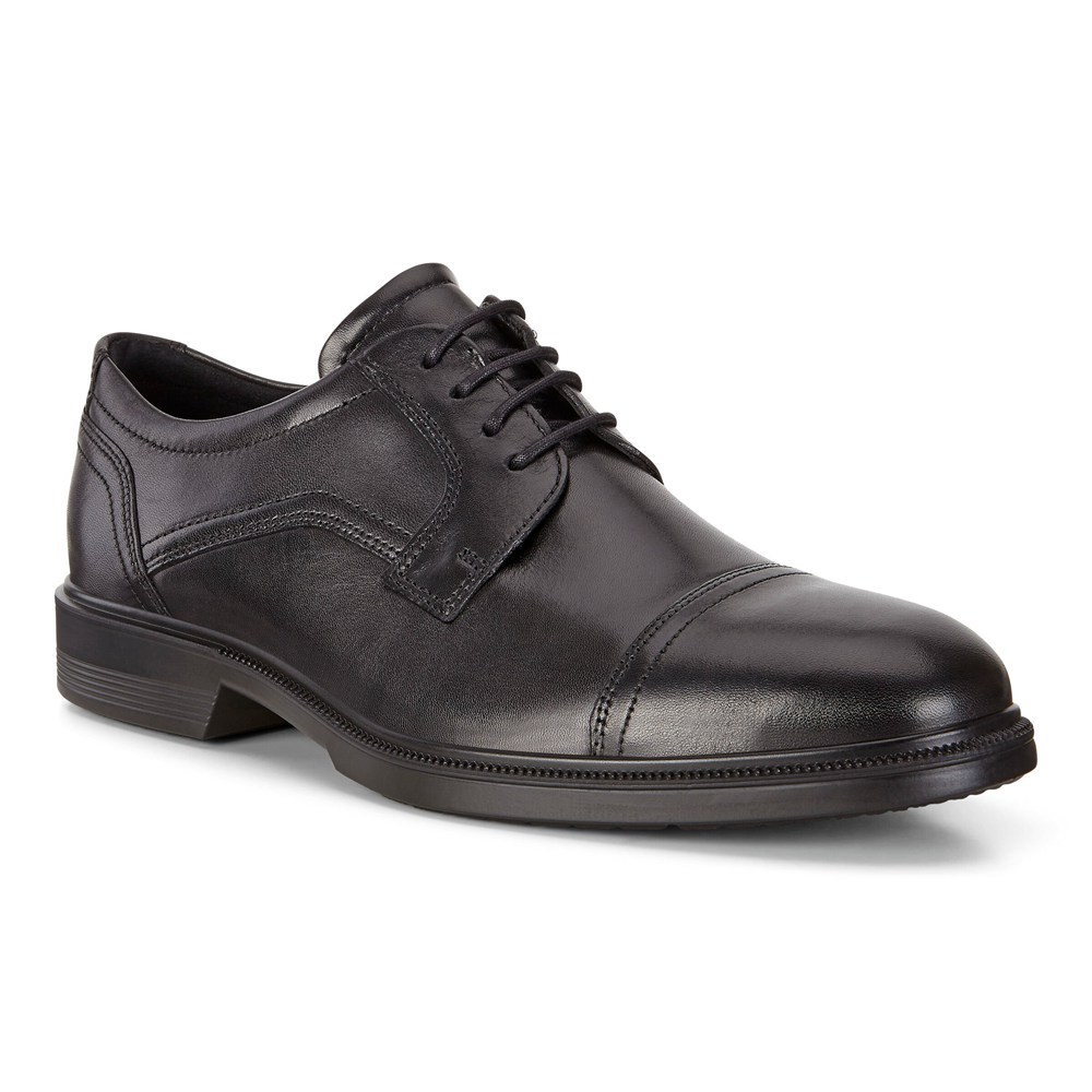 ECCO Mens Dress Shoes Black - Lisbon Cap Toe Tie - YSZ-794628